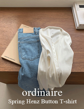 [ordinaire] 스프링 헨즈 버튼티셔츠 (3color/단독주문시당일발송/나머지품절)