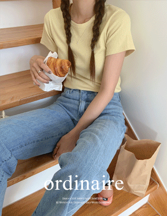 [ordinaire] 아운 골지티셔츠 (4color/옐로우 단독주문시당일발송) (스판 반팔티 추천)